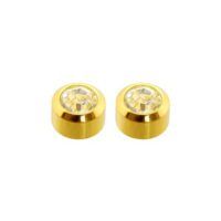 CAJA DE PENDIENTES BOTON DORADO PIEDRA BLANCA MINI
